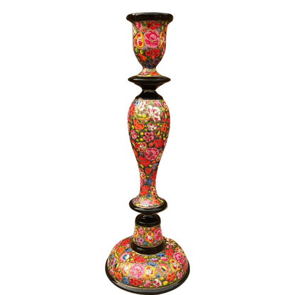 Wooden Candle Stick Holder 12" | Multi Floral