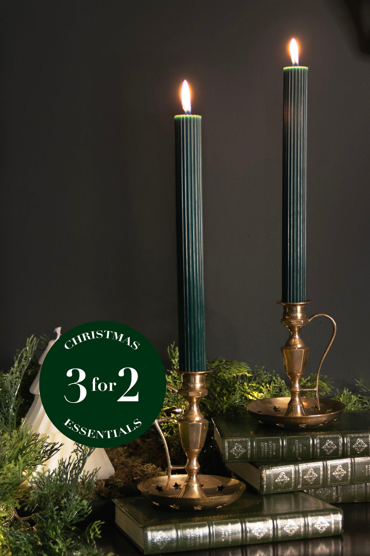 Green Ribbed Candles