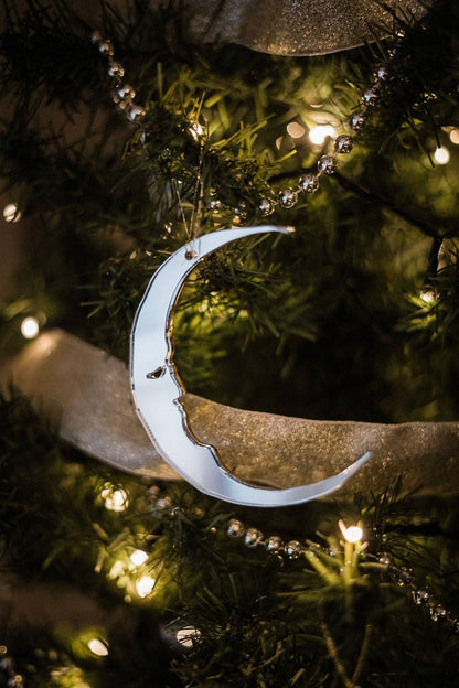 Mirrored Crescent Moon Ornament