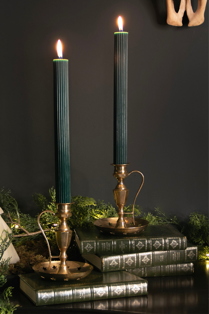 Green Ribbed Candles