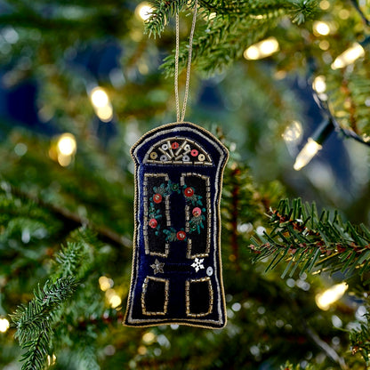 Navy Velvet Door Hanging Christmas Tree Decoration