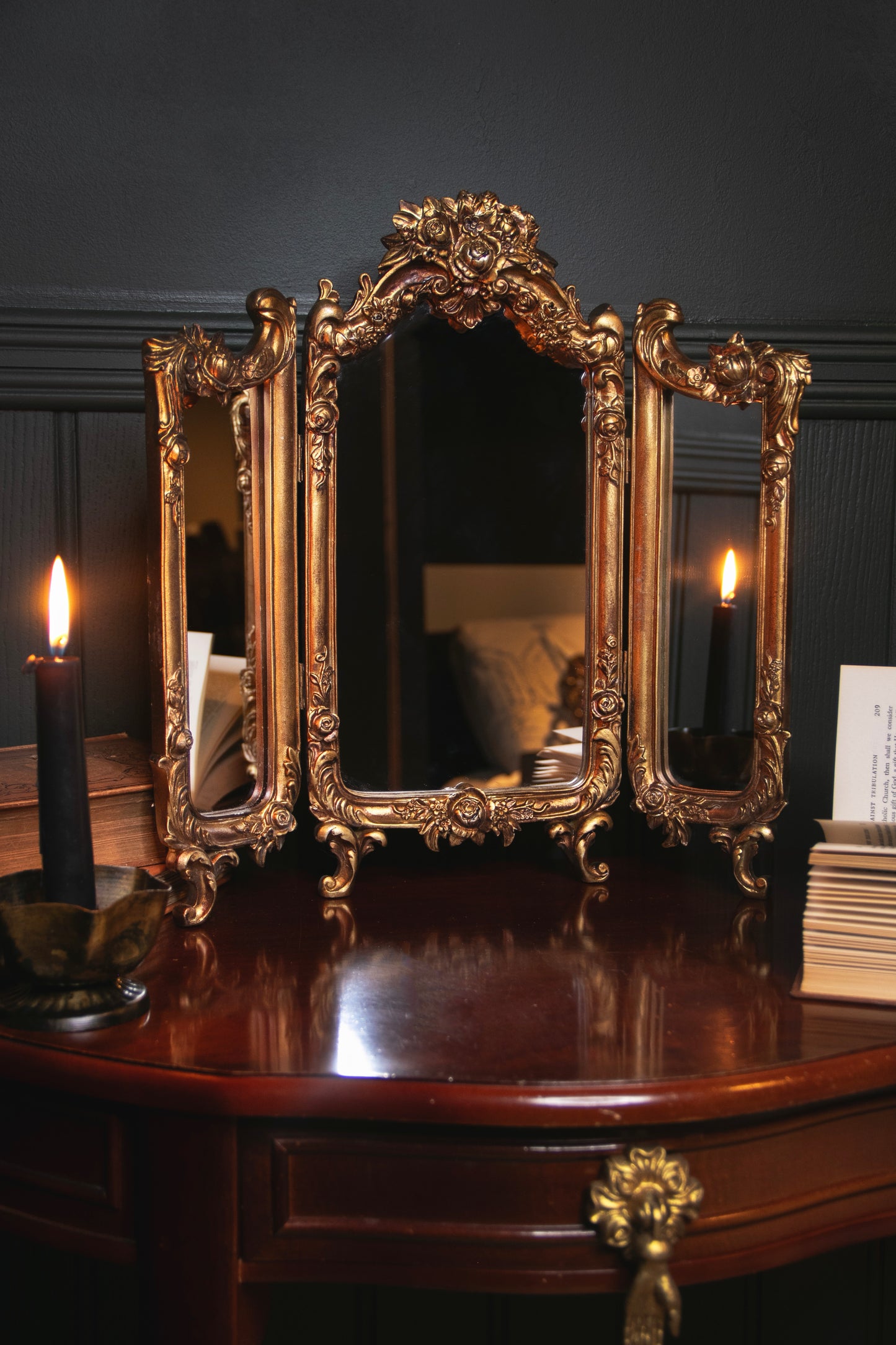 Ornate Floral Dressing Table Mirror