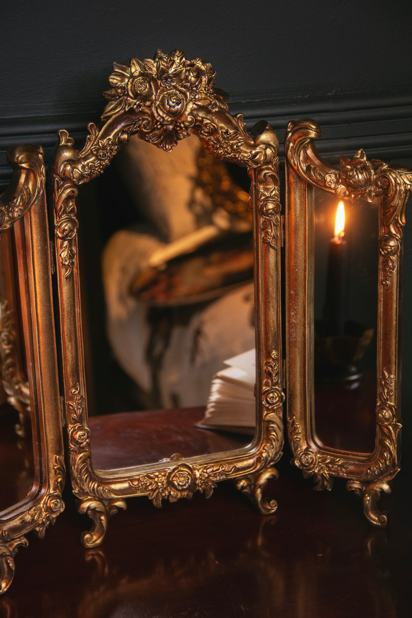 Ornate Floral Dressing Table Mirror