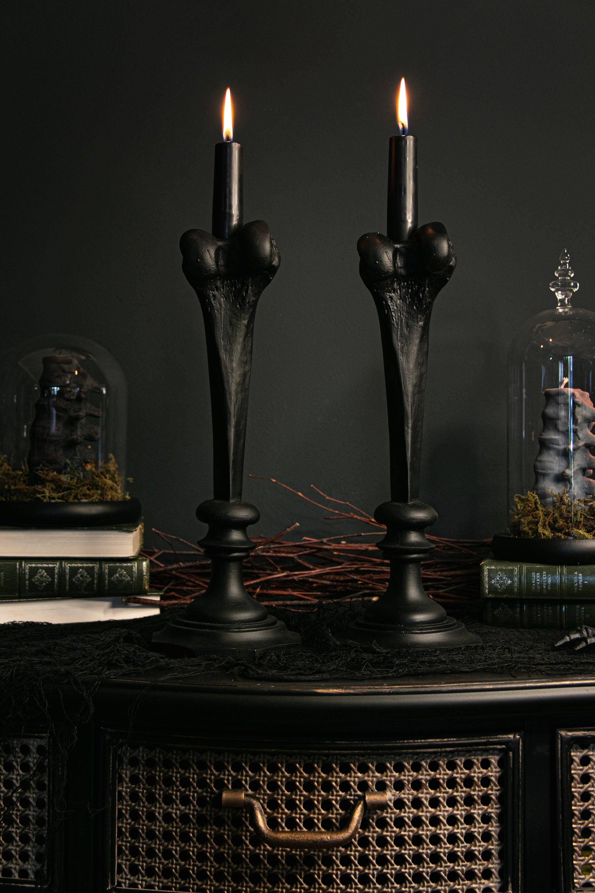 Gothic Grace Black Metal Candle Holders Set of 3