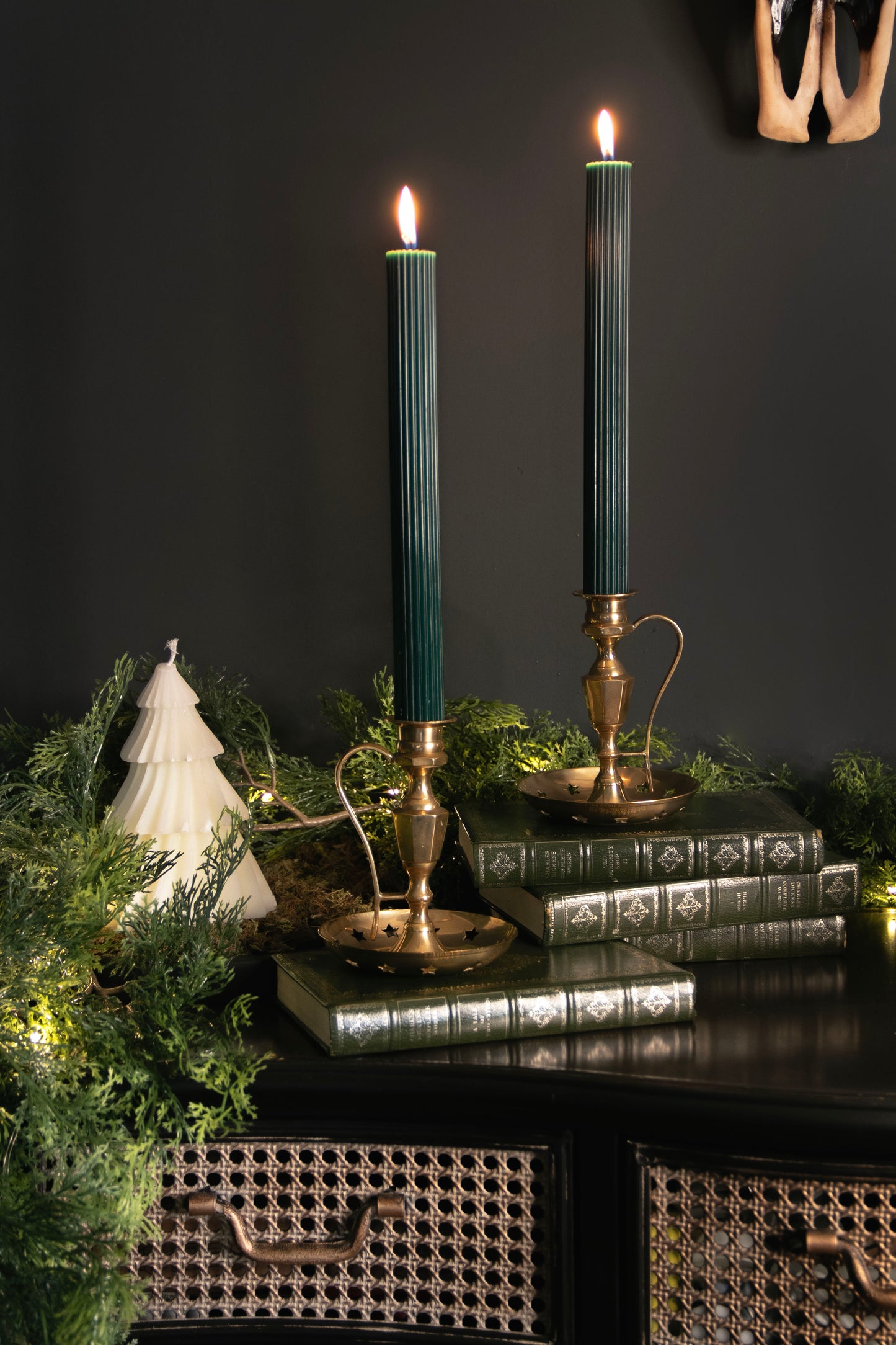 Green Ribbed Candles