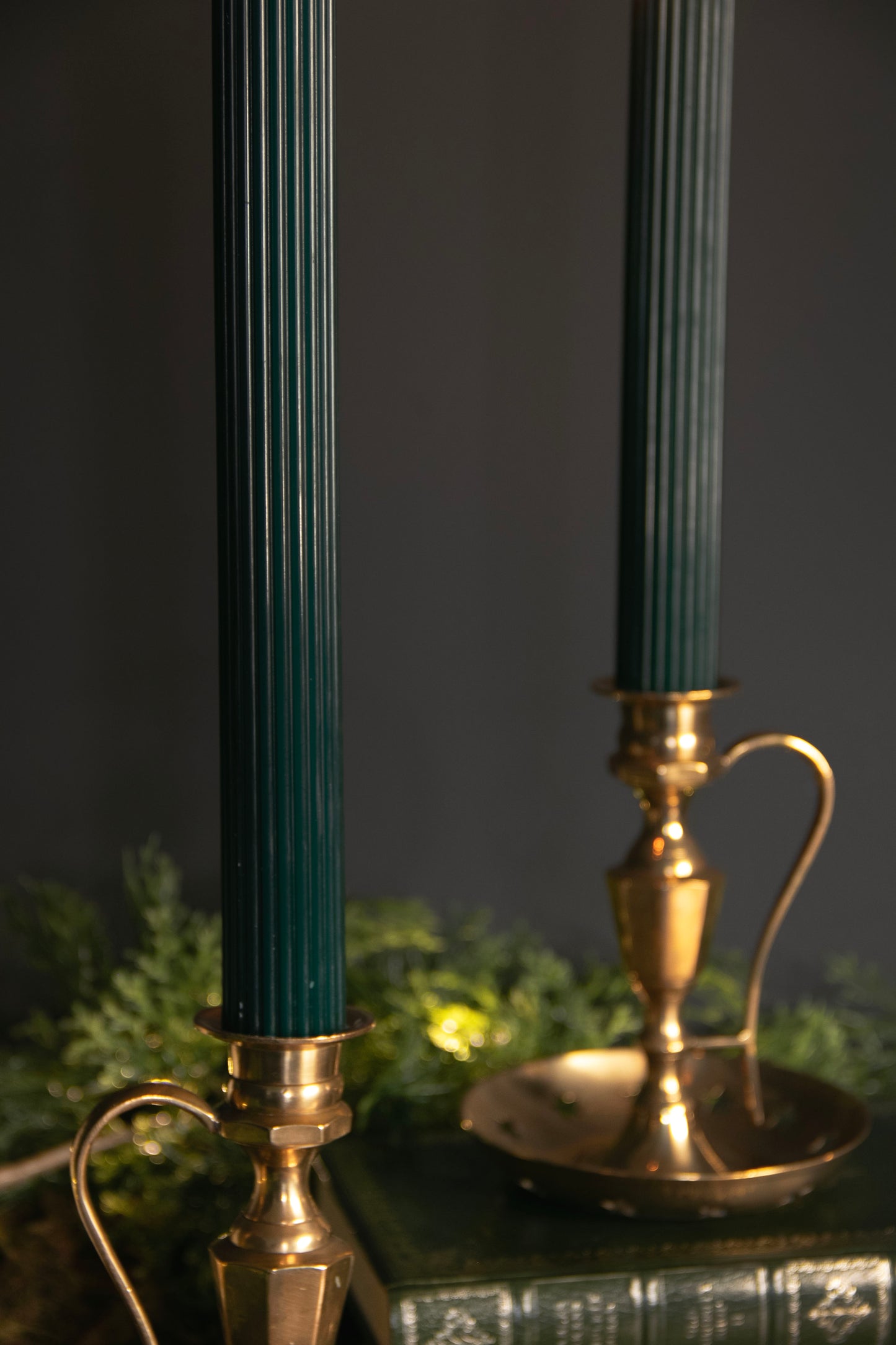 Green Ribbed Candles