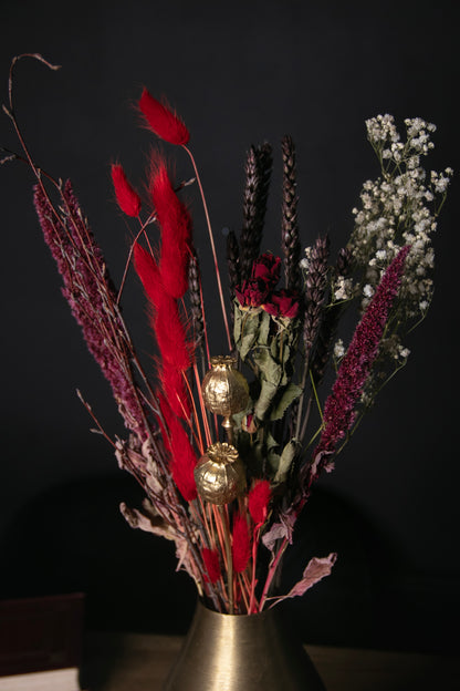 Wildflower Dried Bouquet - Scarlet & Gold (Tall)