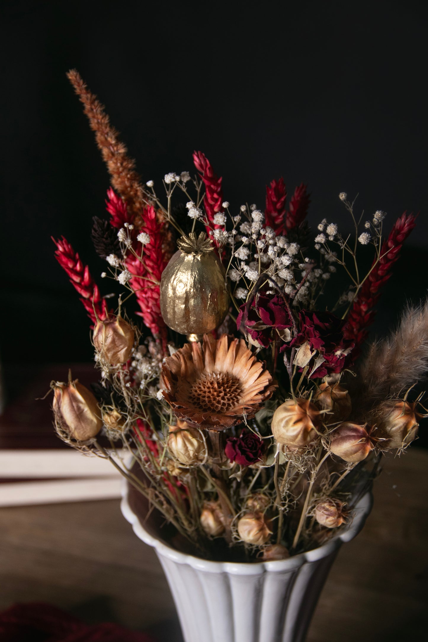 Wildflower Dried Bouquet - Scarlet & Gold